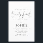 Papier Budget Script informel 21e anniversaire Invitation<br><div class="desc">Budget Script informel 21e anniversaire Invitation de fête. VEUILLEZ NOTER qu'il y a UN par feuille. Simple style contemporain minimaliste, avec Twenty First dans un script design moderne et le reste du texte que vous pouvez facilement personnaliser. Une taille PLUS GRANDE de 5, 5 po x 8, 5 po à...</div>