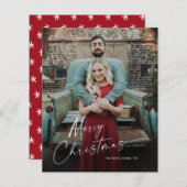 Papier Budget Script Joyeux Noël Photo Holiday Card (Devant / Derrière)