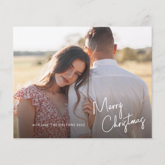 Papier Budget Script Joyeux Noël Photo Holiday Card (Devant)