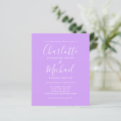 Papier Budget Script Lilac Faire-part de mariage photo (Debout devant)