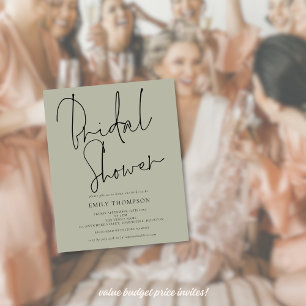 Papier Budget Script Lumière Sage Bridal Show Invitation