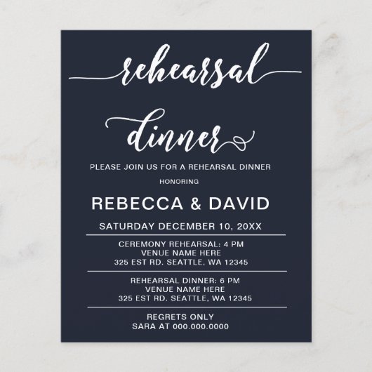 Papier Budget Script Marine Répétition Dîner Invitation (Devant)