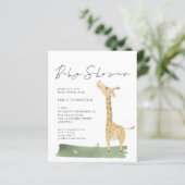 Papier Budget Script mignon Giraffe Baby shower Invitatio (Debout devant)