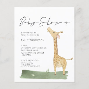 Papier Budget Script mignon Giraffe Baby shower Invitatio