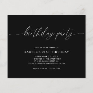 Papier BUDGET Script minimal Noir Blanc Adulte Anniversai