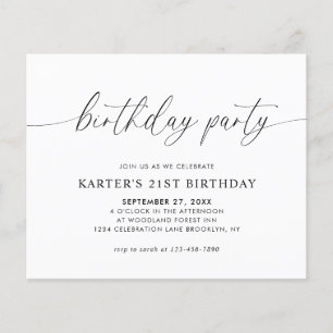 Papier BUDGET Script minimaliste Blanc Adulte Anniversair