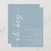 Papier Budget Script Oh Boy Dusty Baby shower bleu (Devant / Derrière)