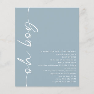 Papier Budget Script Oh Boy Dusty Baby shower bleu