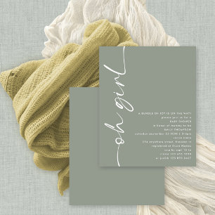 Papier Budget Script Oh Girl Sage Baby shower