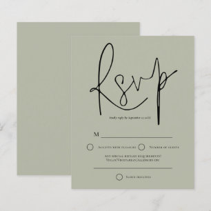 Papier Budget Script Pale Sage Vert Mariage RSVP