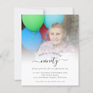 Papier Budget Script photo 90e anniversaire Invitation de
