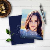 Papier BUDGET Script Photo Bleu Marine Graduation