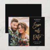 Papier Budget Script Photo de mariage Enregistrer la date (Devant / Derrière)