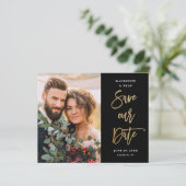 Papier Budget Script Photo de mariage Enregistrer la date (Debout devant)