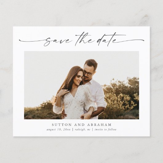 Papier Budget Script Photo de mariage Enregistrez la date (Devant)