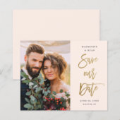 Papier Budget Script Photo de mariage Enregistrez la date (Devant / Derrière)