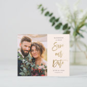 Papier Budget Script Photo de mariage Enregistrez la date (Debout devant)