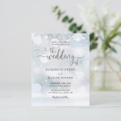 Papier Budget Script Photo Hiver Mariage Invitation (Debout devant)
