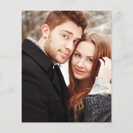 Papier Budget Script Photo Hiver Mariage Invitation (Dos)