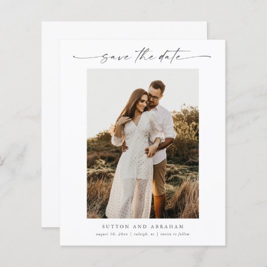 Papier Budget Script Photo Mariage minimal Enregistrer la (Devant / Derrière)