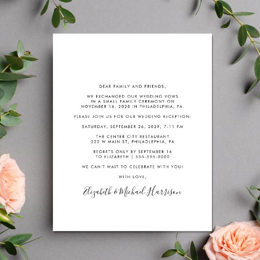 Papier Budget Script Photo Mariage Réception invitation