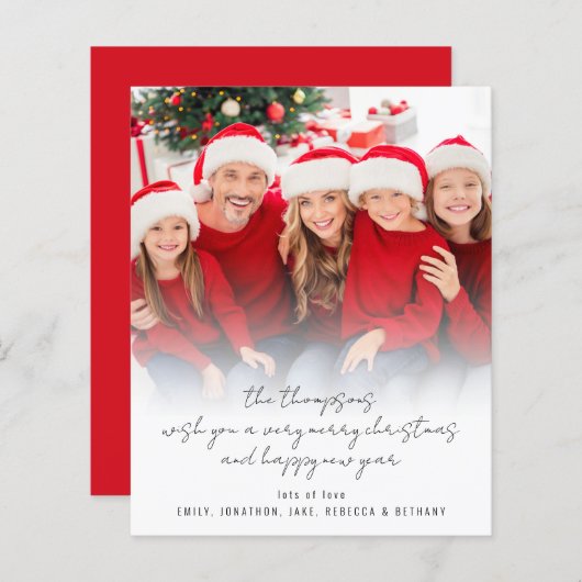 Papier BUDGET Script photo moderne Joyeux Noël (Devant / Derrière)