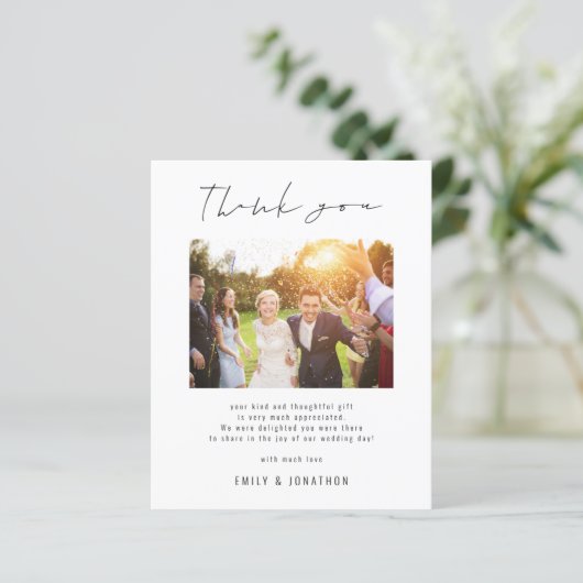 Papier Budget Script Photo QR Code Wedding Thank You (Debout devant)