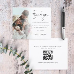 Papier Budget Script Photo QR Code Wedding Thank You