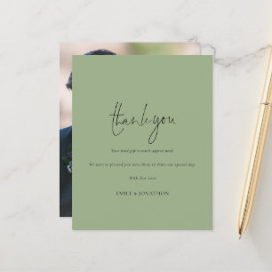 Papier Budget Script Photo Sage Merci Mariage vert