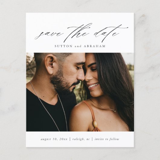 Papier Budget Script Photo Save The Date (Devant)