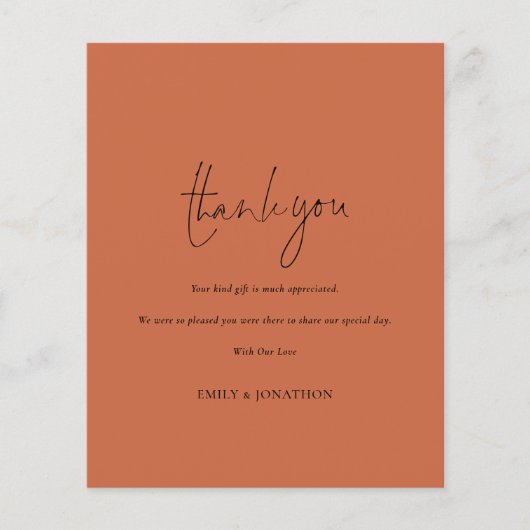 Papier Budget Script Photo Terracotta Mariage Merci (Devant)