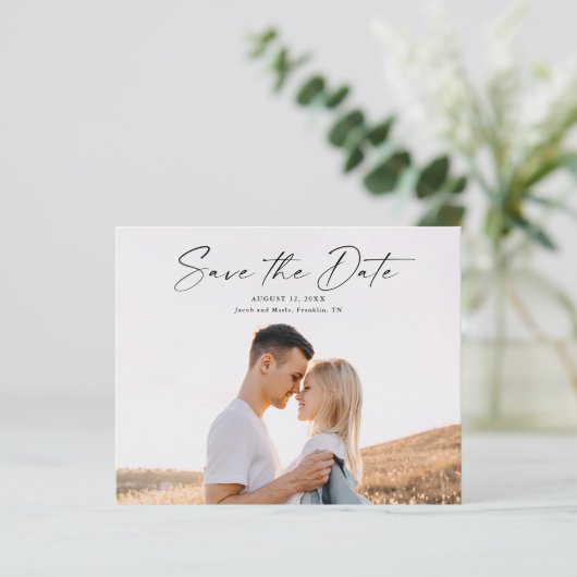 Papier Budget Script Photo Wedding Enregistrer La Date (Debout devant)