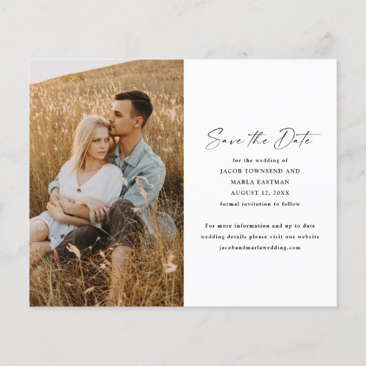 Papier Budget Script Photo Wedding Enregistrer La Date (Dos)