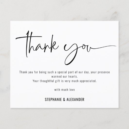 Papier Budget Script QR Code 3 photos Mariage Merci (Devant)