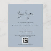 Papier Budget Script QR Code Mariage photo bleu Merci (Devant)