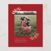 Papier Budget Script Red Gold 2 Photo Christmas Card (Dos)