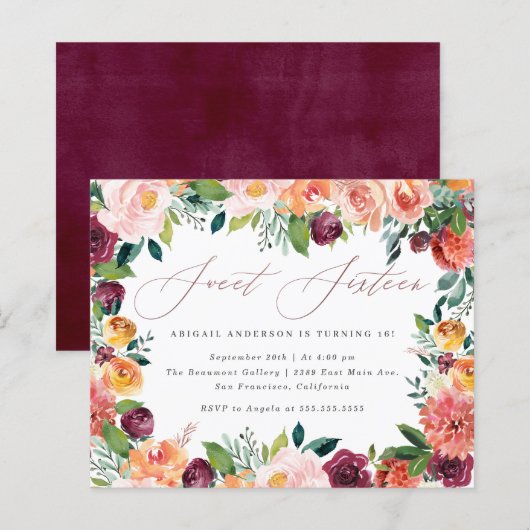 Papier Budget Script Rose Gold Sweet 16 Anniversaire fête (Devant / Derrière)