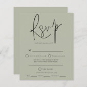 Papier Budget Script Sage Green Wedding RSVP (Devant / Derrière)