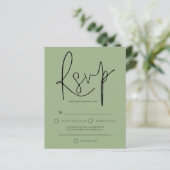 Papier Budget Script Sage Green Wedding RSVP (Debout devant)