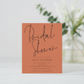 Papier Budget Script Terracotta Bridal Shower Invitation (Debout devant)
