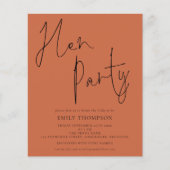 Papier Budget Script Terracotta Hen Party Invitation (Devant)