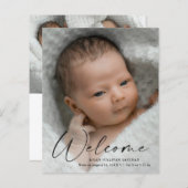 Papier Budget Script Welcome Baby Photo Merci (Devant / Derrière)