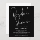 Papier Budget Script White Black Douche nuptiale Invitati (Devant / Derrière)