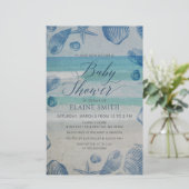 Papier Budget Seashells Beach Baby shower Invitation (Debout devant)