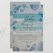 Papier Budget Seashells Beach Baby shower Invitation (Devant / Derrière)