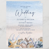 Papier Budget Seashells Beach Mariage Invitation (Devant / Derrière)