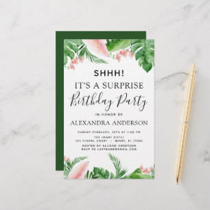 Papier Budget Shhh Surprise Anniversaire Fête Tropical