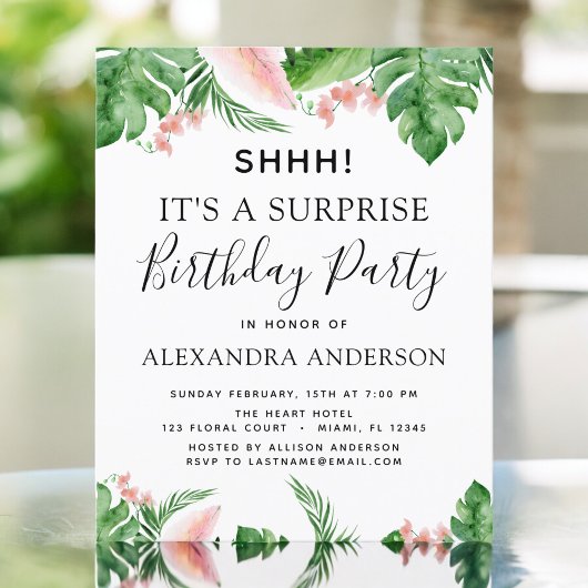 Papier Budget Shhh Surprise Anniversaire Fête Tropical