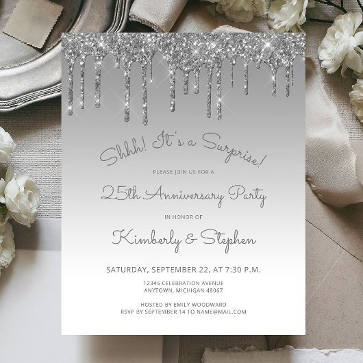 Papier Budget Silver 25th Anniversary Surprise Party