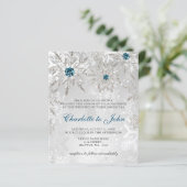 Papier Budget Silver Aqua Snowflakes Faire-part de mariag (Debout devant)